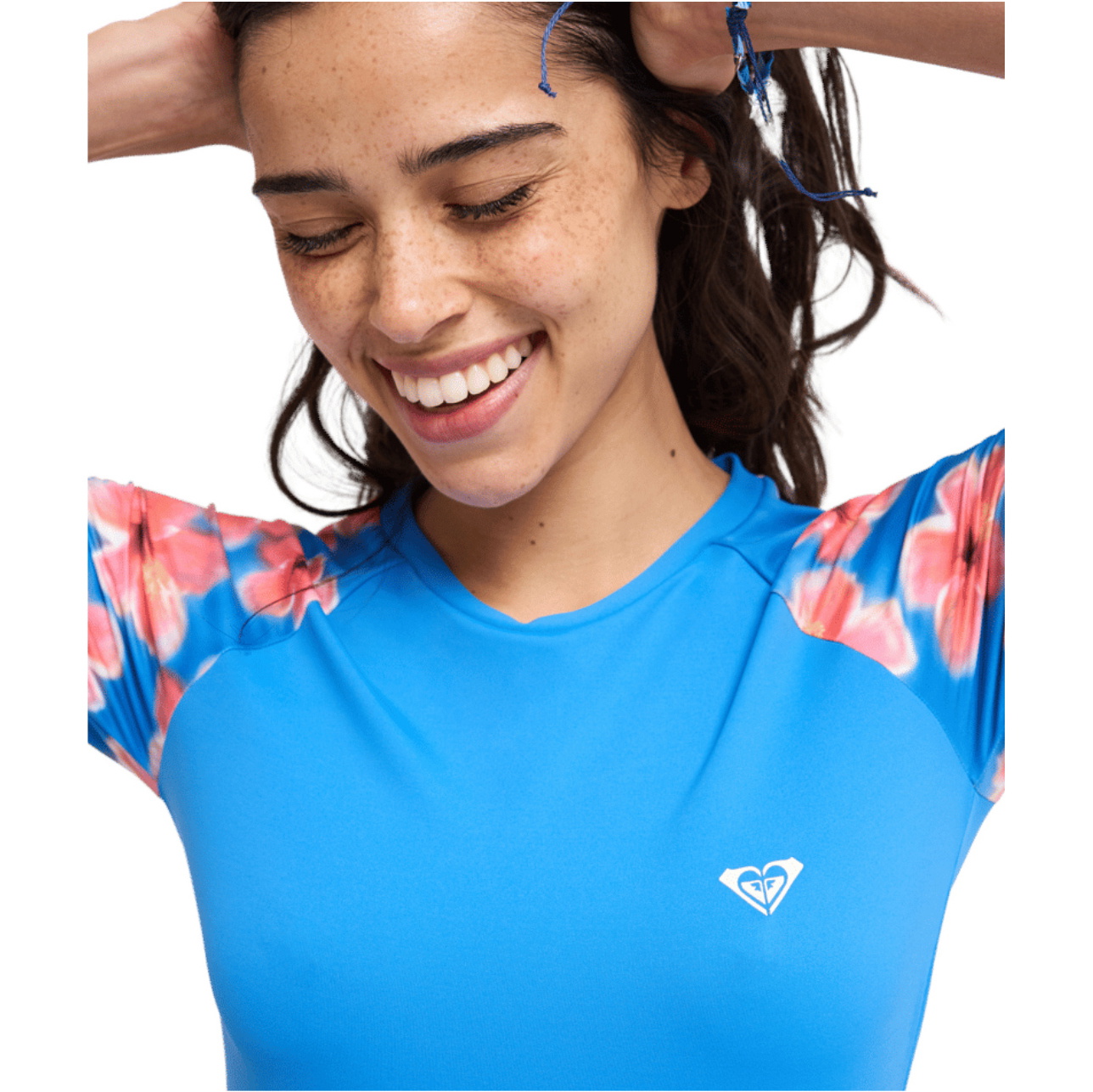 2026 Roxy Womens The Classic Lycra Short Sleeve Rash Vest ERJWR03899 - Super Solnic Hibiscus Daze S